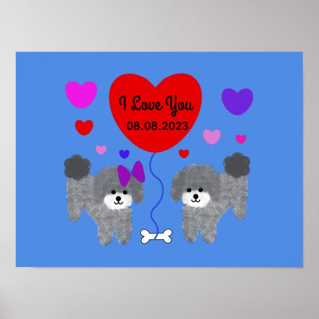 Gray Poodle Valentine #1 Poster (Vorne)