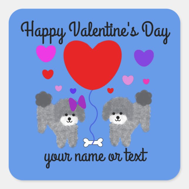 Gray Poodle Valentine #1 Stickers (Vorderseite)