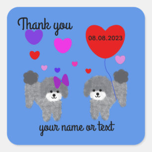 Gray Poodle Valentine #2-2 Stickers