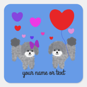 Gray Poodle Valentine #2-3 Stickers