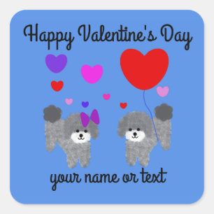 Gray Poodle Valentine #2 Stickers