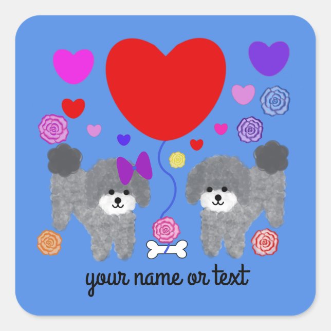 Gray Poodle Valentine #3-3 Stickers (Vorderseite)