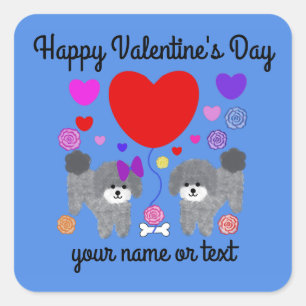 Gray Poodle Valentine #3 Stickers