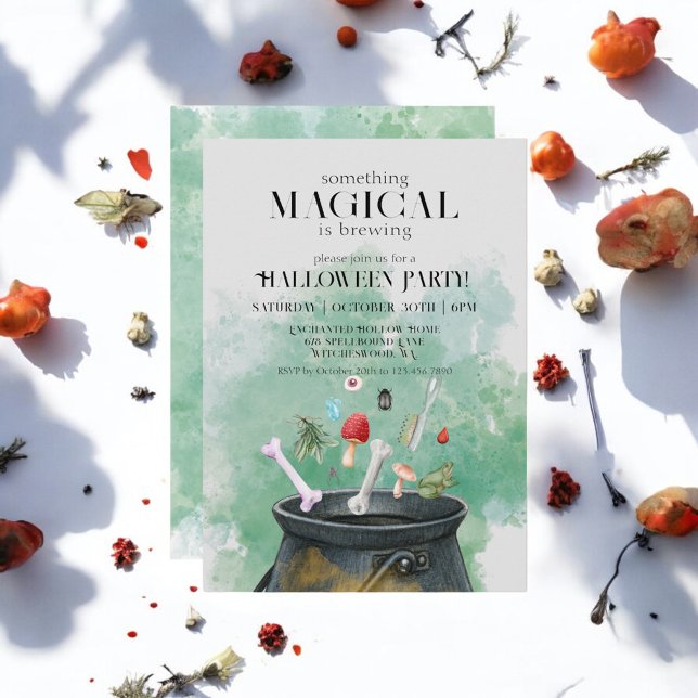 Gray Potions & Zaubers Hexen Cauldron Halloween Einladung (Von Creator hochgeladen)