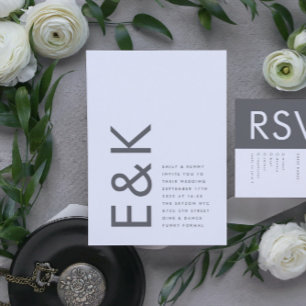 Gray Premium Ultimate Modern Monogram Bold Fun Einladung