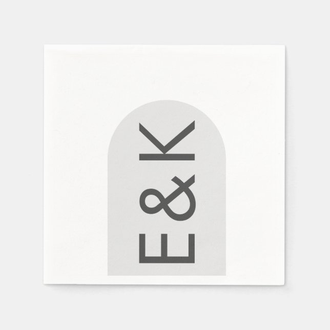 Gray Premium Ultimate Modernes Monogram Wedding Ar Serviette (Vorderseite)