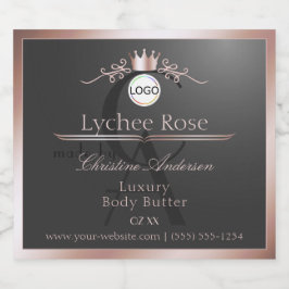 Gray Product Label Rose Gold Frame Logo Monogram Alkoholflaschenetikett