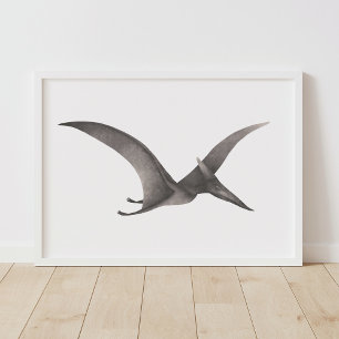 Gray Pteradactyl Dinosaurier Poster Print