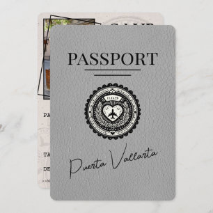 Gray Puerta Vallarta Passport Save the Date