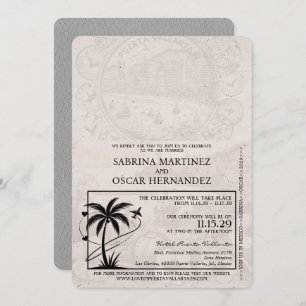 Gray Puerta Vallarta Passport Wedding Einladung