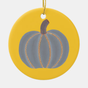 Gray Pumpkin Orange Lights Halloween Ornament