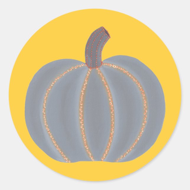 Gray Pumpkin Orange Lights Halloween Stickers (Vorderseite)