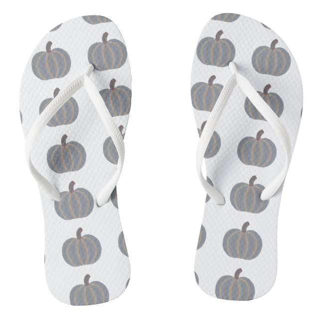 Gray Pumpkins Orange Trim Herbst FlipFlops (Fußbett)