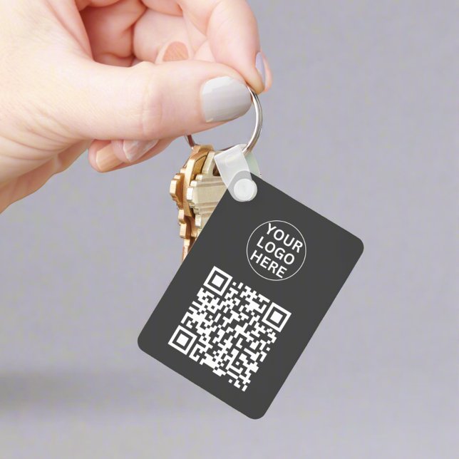 Gray QR Code & Business Logo l Moderne Werbung Schlüsselanhänger (Von Creator hochgeladen)