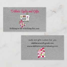 Gray Quilting mit Nähmaschine Business Card Visitenkarte