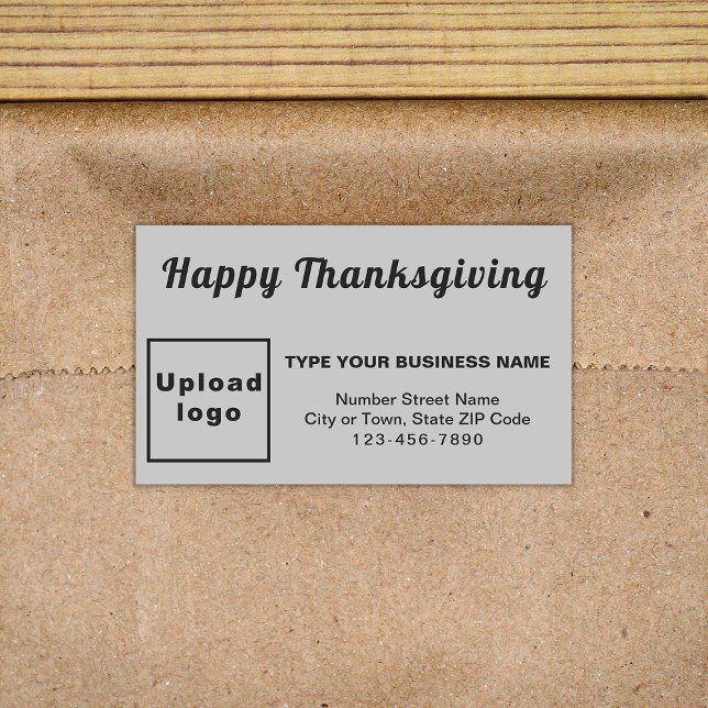 Gray Rectangle Aufkleber für Erntedank (Your business brand with Thanksgiving greeting on gray rectangle sticker.)