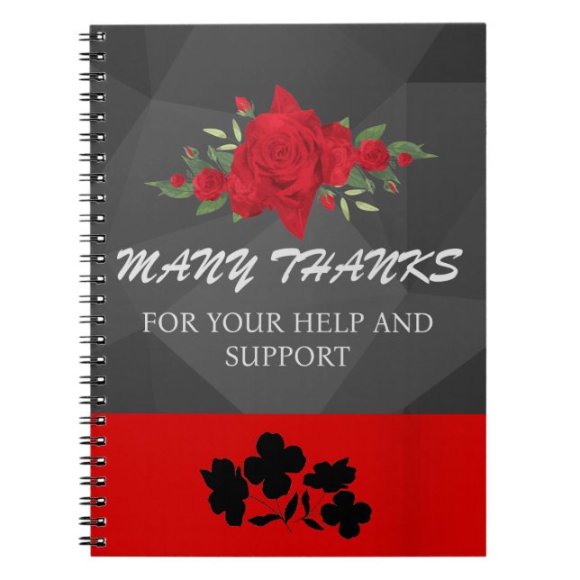 Gray Red Floral Abstrakt Elegante Modernes Niedlic Notizblock (Vorderseite)