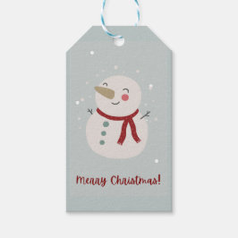 Gray Red Illustrative Snowman Weihnachtsgeschenk T Geschenkanhänger