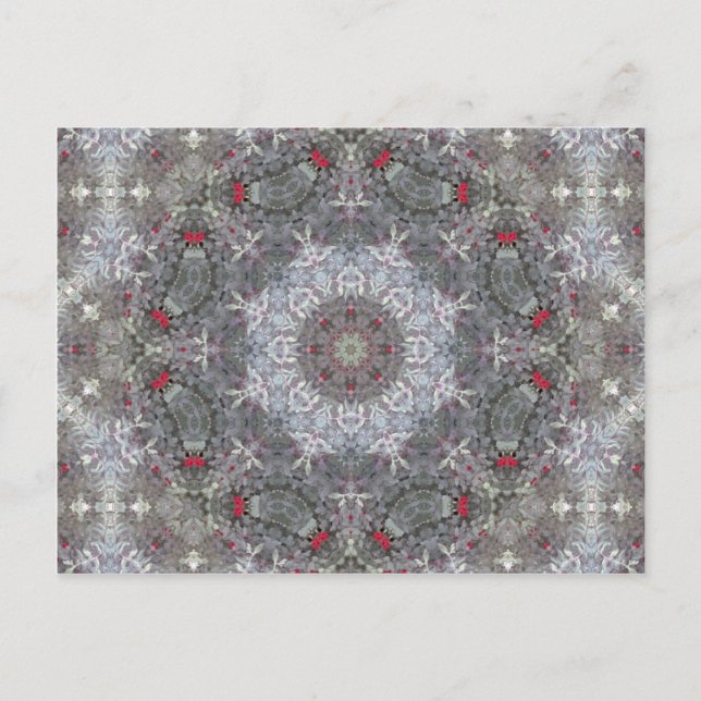Gray & Red Mandala Postkarte (Vorderseite)