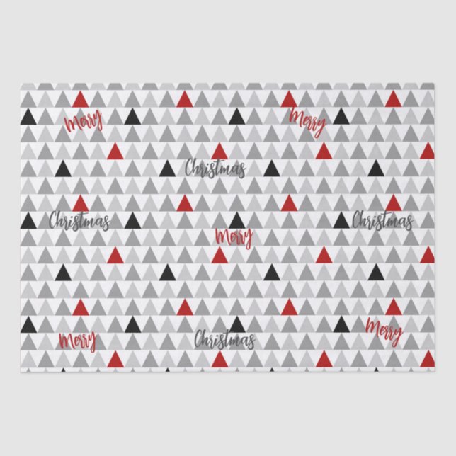 Gray Red Merry Weihnachtsgeschenk Wrapping Seidenpapier (Vorderseite)