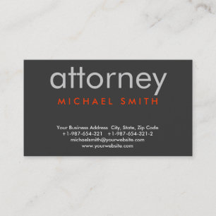 Gray Red Trendy Attorney at Law Business Card Visitenkarte