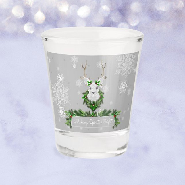 Gray Reindeer Christmas Schnapsglas (Gray Reindeer Christmas Shot glass)
