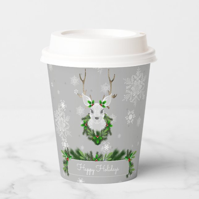 Gray Reindeer Paper Cup Pappbecher (Vorderseite)