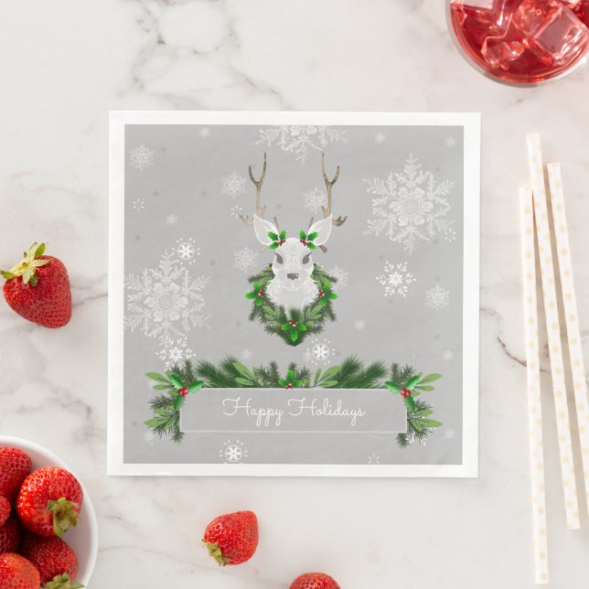 Gray Reindeer Paper Napkin Serviette (Beispiel)