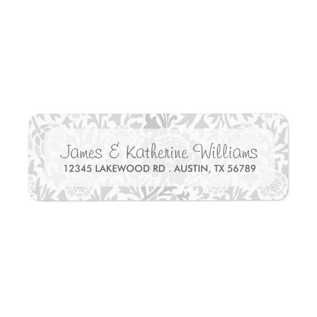 Gray Retro Floral Damask Moderne Hochzeit (Vorne)