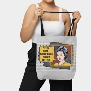 Gray Retro Pop Art Shy Girl Sarcastic Phrase