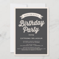 GRAY RETRO TYPOGRAPHY | GEBURTSTAGLICHE EINLADUNG