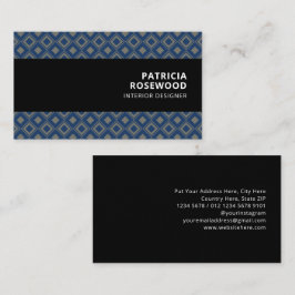 Gray Rhombus Pattern Schwarzes Bar Visitenkarte
