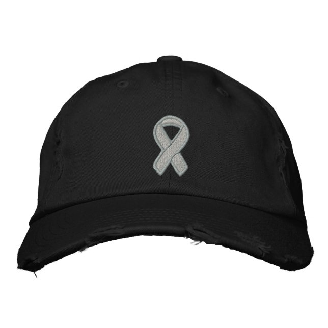 Gray Ribbon Awareness Bestickte Baseballkappe (Vorderseite)