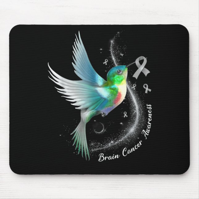 Gray Ribbon Hummingbird Brain Cancer Awareness Mon Mousepad (Vorne)