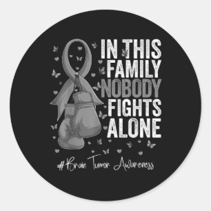 Gray Ribbon Survivor Fighter Brain Tumor Bewusstse Runder Aufkleber