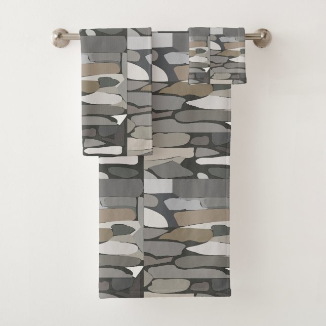 Gray Rock Stone Pattern Badhandtuch Set (Insitu)