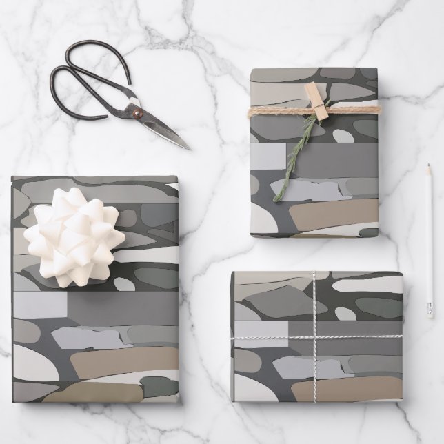Gray Rock Stone Pattern Geschenkpapier Set (Vorderseite)
