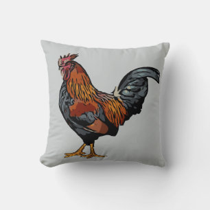 Gray Rooster Pillow Kissen