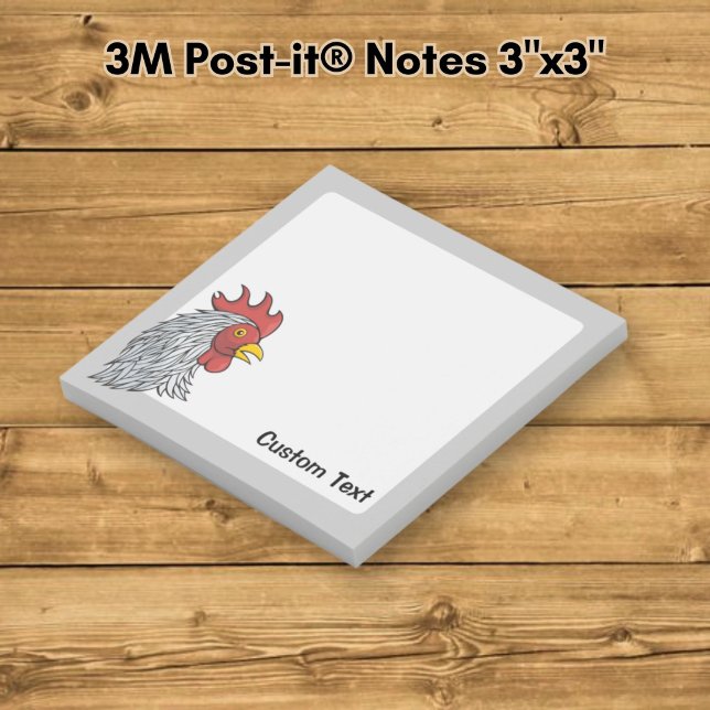 Gray Rooster's Head Post-it Klebezettel (Von Creator hochgeladen)