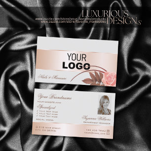 Gray Rose Gold Decke Niedliche Blume mit Logo-Foto Visitenkarte