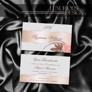 Gray Rose Gold Deco Niedliche Blume mit Initialen Visitenkarte