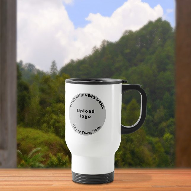 Gray Round Business Brand on Travel Mug Reisebecher (Von Creator hochgeladen)
