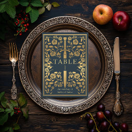 Gray Royal Medieval Sword Wedding Tischnummer