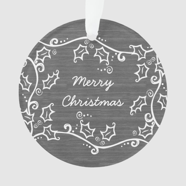 Gray Rustic Holly Acrylic Ornament (Vorderseite)