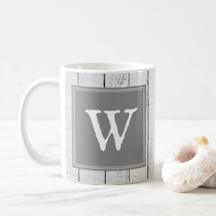 Gray Rustic Monogram Tasse