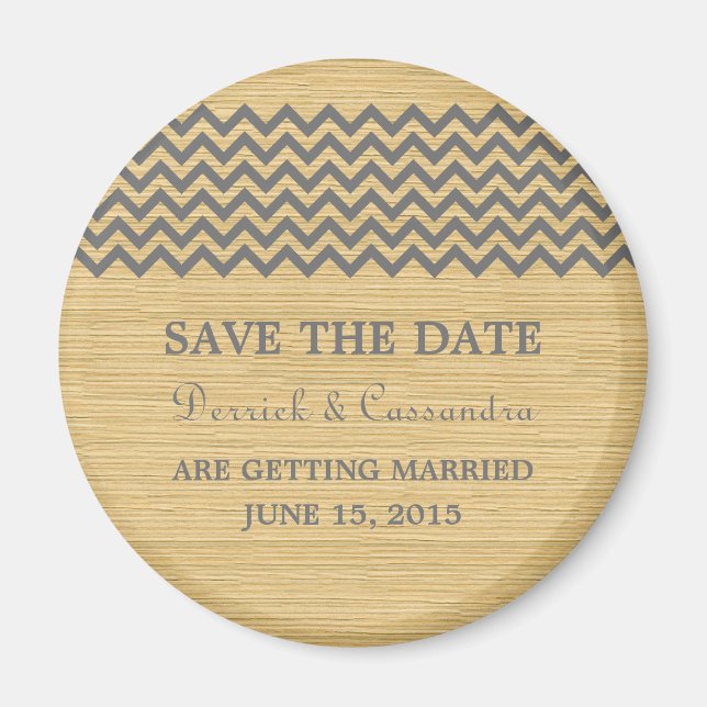 Gray Rustic Zickzack Save the Date Magnet (Vorne)