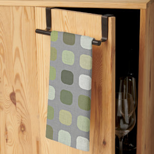 Gray Sage Olive Green Round Square Art Muster Geschirrtuch