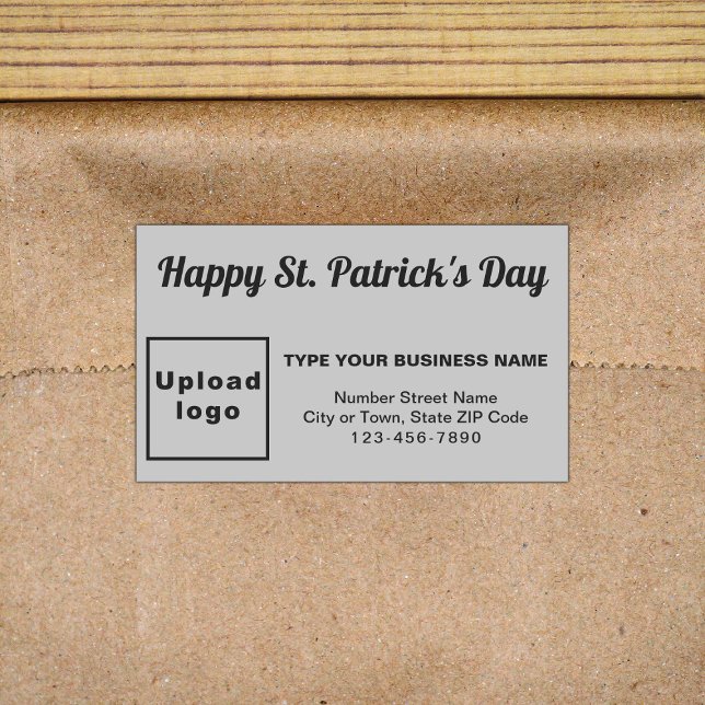 Gray Saint Patrick Business Rectangle Aufkleber (Business brand with Saint Patrick greeting on gray rectangle sticker)