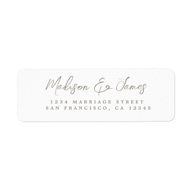 Gray Script Elegant Wedding Rücksendeadresse (Vorne)