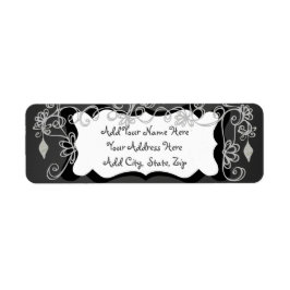 Gray Scrolls Chalkboard Holiday Address Label